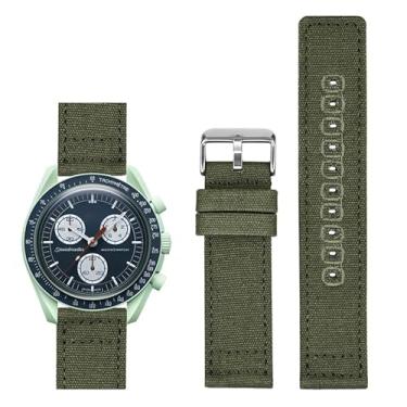 Imagem de Pulseiras de lona de liberação rápida para relógios Omega, pulseira de relógio de lona de nylon para relógios Breitling (24 mm, verde)