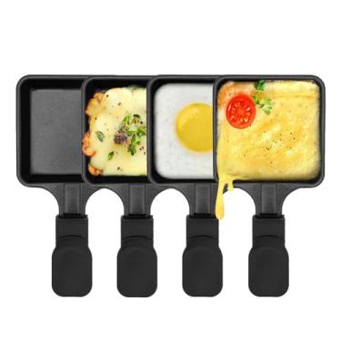 Imagem de Mini grelha revestida antiaderente, acessórios de derretimento para raquetas, bandejas de substituição, pratos de raclette, mini formas de raclette, formato quadrado (4 peças)