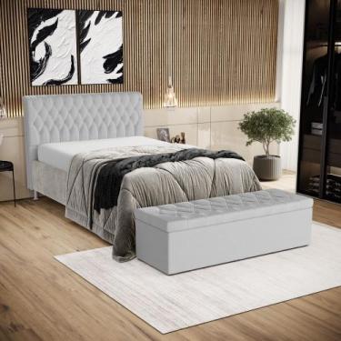 Imagem de Kit Cabeceira Bellatrix 140 e Calçadeira Sagitarius Couro Aradecor, Br