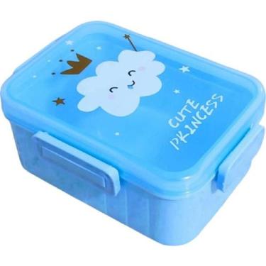 Imagem de Pote Escolar Lancheira Fofa Azul Meninos Marmiteira Infantil - Isanog