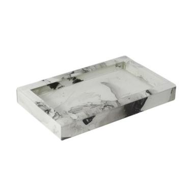 Imagem de Bandeja Decorativa Marmorizada  Preto com Branco  14x22 cm - Dani Deco