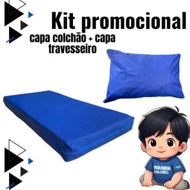 Imagem de Kit Capa Impermeável Protetora p/ Colchão Solteiro + Capa p/ Travessei