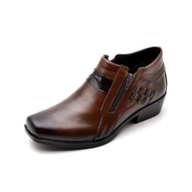 Imagem de Bota Casual Masculina Cano Curto Couro Liso Reta Oposta - 5613 - Café,