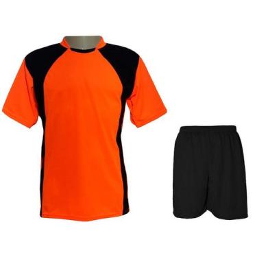 Imagem de Uniforme 20+1 Camisa Laranja/Preto, Calção Preto e Goleiro - TRB, G