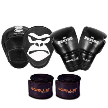 Imagem de Luva boxe 12 oz + manopla de foco + bandagem elástica 3 mt - Gorilla, 