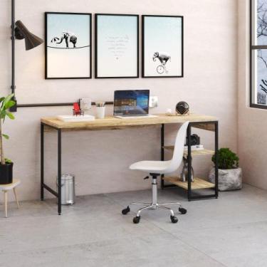 Imagem de Escrivaninha com Estante Industrial com 2 Nichos - Carvalho/Preto - Ye
