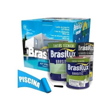 Imagem de Kit Tinta Para Piscina Branco Pu 4,5L Brasilux