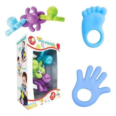 Imagem de Kit Mordedor Mão Pé Divertido Para Bebê Com Polvo Macio - Primma, Azul