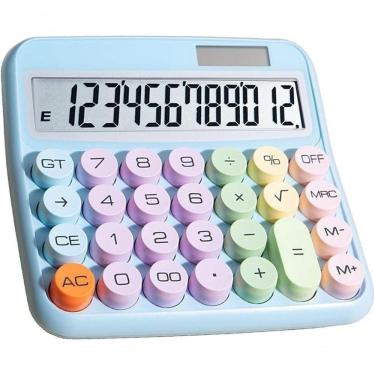 Imagem de Calculadora Solar Colorida De Mesa 12 Digitos Grande Tela Lcd Botão Mecânico