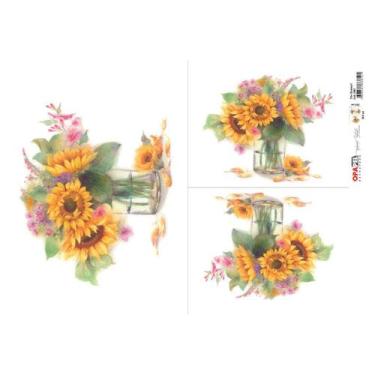 Imagem de Papel Decoupage Opapel 30x45cm 2482 - Flor Girassol I Opa