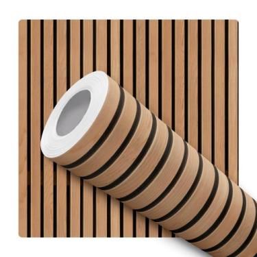 Imagem de Papel De Parede Adesivo Lavável Cozinha Ripas Madeira Clara 12m - DELI