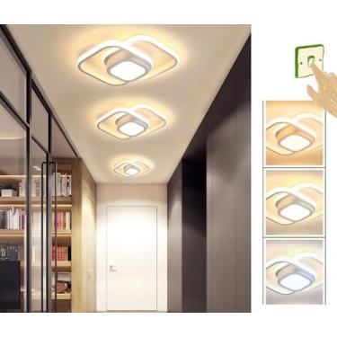 Imagem de Luminária Teto Moderna Plafon Sobrepor Quadrado Luz 3/1 Cor branco - A