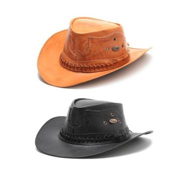 Imagem de Kit 2 Chapéu Country Em Couro De Cowboy Boiadeiro - Sertão, Banana, Pr