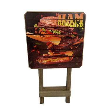 Imagem de Mesa Dobravel Madeira Hambúrguer Lanchonete Gourmet Bistrô Adesivado -