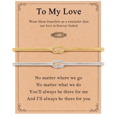 Imagem de Tarsus Pulseiras combinando com nó de amor para casais, average, Aço inoxidável, Sem Pedra Preciosa