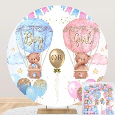 Imagem de Ursinho de pelúcia revelar o fundo rosa ou azul para meninos ou meninas com fundo fotográfico para chá de bebê recém-nascido, decoração de festa, decoração de festa, arco circular, adereços para