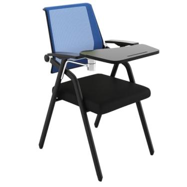 Imagem de SMIXLVY Cadeira de estudante com mesa anexada, cadeira de mesa dobrável empilhável para computador com quadro de escrita de braço de tablet, cadeiras empilháveis para sala de conferências, cadeira com