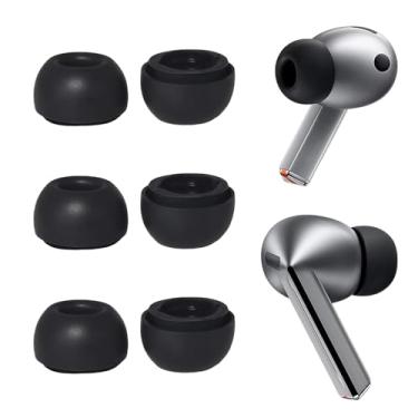 Imagem de SNHTLS Pontas de Ouvido de Silicone Compatíveis com Samsung Galaxy Buds 3 Pro, Tamanho Médio, 3 Pares, Preto