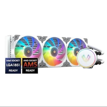 Imagem de Vetroo V360 Branco 360Mm CPU Water Liquid Cooler Amd/Intel Lga1200 Pronto Sistema de Resfriamento Multifuncional com Controlador 3X 120Mm Argb Placa-Mãe Ventiladores de Sincronização Radiador de 360Mm