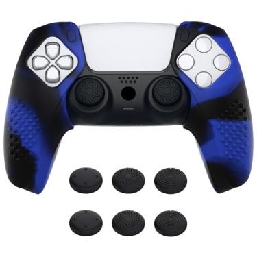 Imagem de PlayVital Capa ergonômica de silicone para controle 3D Studded Edition para ps5, compatível com estação de carregamento, capas protetoras de borracha com tampas de polegar para controle ps5 – azul e