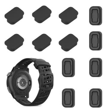 Imagem de Bshirmay Pacote com 12 plugues antipoeira compatíveis com COROS PACE Pro/PACE 3/PACE 2/VERTIX 2S/APEX 2 PRO Watch Silicone Charger Port Protector Anti Dust Plugs Caps Cover Preto (plugue antipoeira