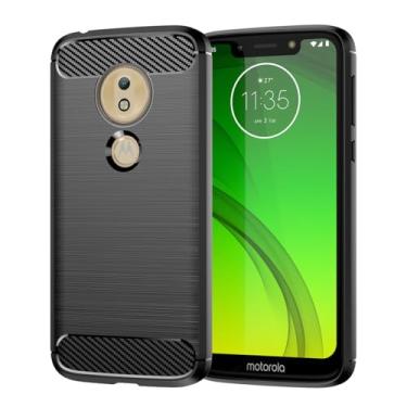 Imagem de Vavies Capa para Moto G7 Play, para Motorola G7 Play/para T-Mobile Revvlry Capa de Fibra de Carbono Slim Macio TPU Capa Protetora de Absorção de Choque Capa de Telemóvel à Prova de Choque para
