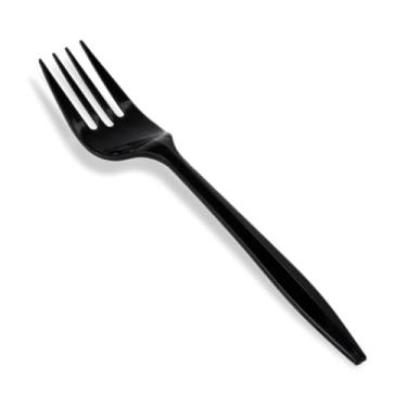Imagem de PROGRESS Talheres de Plástico Garfos Embalados Individualmente, Garfos Descartáveis Pretos Pesados [Contagem de 1000 - Garfos de Plástico Pretos Fortes e Duráveis para Churrasco, Festas, Restaurantes,