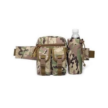 Imagem de Piscorush Pochete tática com suporte para garrafa de água, versátil e impermeável, pochete militar para atividades ao ar livre, caminhadas, acampamento, pesca, Camuflagem, Adjustable and flexible,