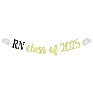 Imagem de Faixa RN Class of 2025, decorações de formatura RN, Congrats Nurse RN BSN, decorações de festa de formatura de escola de enfermagem médica, glitter