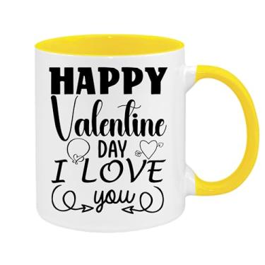 Imagem de SpreadPassion Caneca de café Happy Valentine Day I Love You, presente para namorado e namorada, ideia de presente de dia dos namorados, presente para marido e esposa, ideia de presente de aniversário