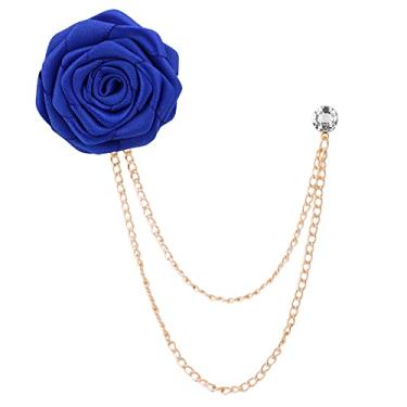 Imagem de Broche de corrente de rosa broche de lapela para homens broche de rosa azul broche de noiva broches de casamento rosa flor pino borla corrente broche para homens alfinetes de rosa e broches acessórios de terno