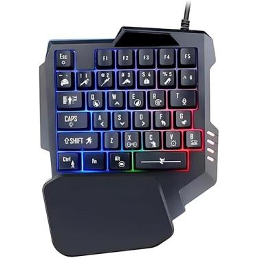 Imagem de TECLADO GAMER LED RGB UMA MÃO SEMIMECÂNICO USB 3.0 JOGADOR 35 TECLAS CONSOLES E COMPUTADORES FPS MOBAs RPGs E MAIS 25x18x3CM JOGOS GAME ERGONÔMICO UNILATERAL PC ONE-HANDED KEYBOARD PRECISÃO AGILIDADE