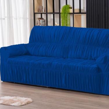 Imagem de Capa para Sofa Retratil 4 Lugares Malha Gel 21 Elasticos Azul Bic - FA