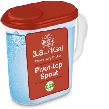 Imagem de Jarra de água de 1 galão com tampa e bico superior pivô - design fino para porta de geladeira - jarra de plástico de 3,5 litro com tampa, jarra de água com tampa, jarra de água de plástico com tampa,