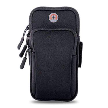 Imagem de LENPOW braçadeira esportiva multifuncional para atividades ao ar livre, à prova de suor, corrida, braçadeira, casual, bolsa de braço, bolsa de ginástica, academia, academia, bolsa de celular, chaveiro, suporte para iPhone X 8, 7Plus, 6sPlus, Samsung Galaxy Note 5, 4, S8, S7, Edge Plus, Preto