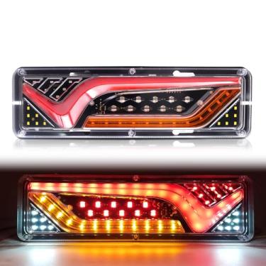 Imagem de Singzhu Par de montagem de luz traseira de veículos/caminhões de 24 V – cores de luz âmbar/branca/vermelha, 57 contas de lâmpada LED, IP67 à prova d'água, 30 cm x 9 cm, parafusos de montagem de 5 mm,