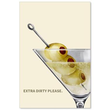 Imagem de Heltrappe Cartazes de coquetel dos anos 70 vintage martini álcool estética arte de parede moda bar carrinho impressões em tela para bar sala de jantar cozinha decoração de parede 40,6 x 61 cm sem