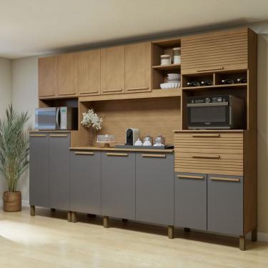 Imagem de Armário de Cozinha 13 Portas 2 Gavetas Capitólio Cinamomo/Grafite