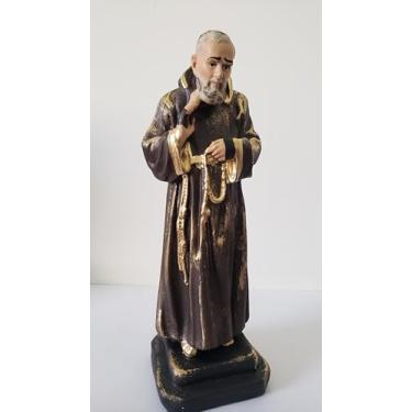 Imagem de Imagem Religiosa Padre Pio em Gesso, 20 x 6 cm, Artesanal, Acabamento Fino