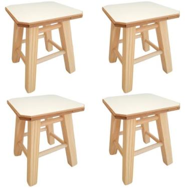 Imagem de Banco Banquinho De Madeira De Pinus Sem Pintura 4 Unidades - JANETS LT