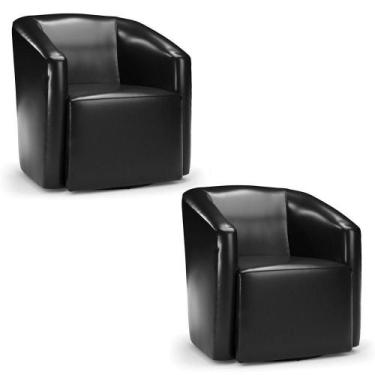 Imagem de Kit 2 Poltronas Stella Max Corano Preto Base Giratória - D'rossi