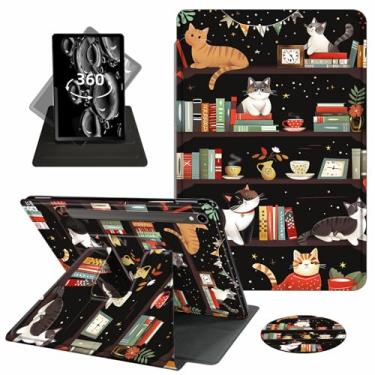 Imagem de ACWDMKH Capa para Samsung Galaxy Tab S9 FE 5G 10,9 polegadas/Galaxy Tab S9 11 polegadas 2023, rotação de 360 graus, suporte de couro PU, capa flip fina com abertura automática / hibernação, estante de