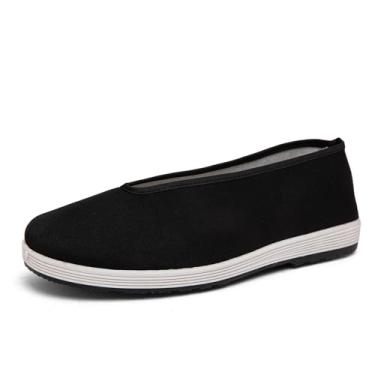 Imagem de Sapatos Kung Fu e Tai Chi – Confortável, Slip-On, Antiderrapante, Leve, Sapatos de Pano Tradicionais, Chinelo Interior, Preto, 11 Women/10 Men