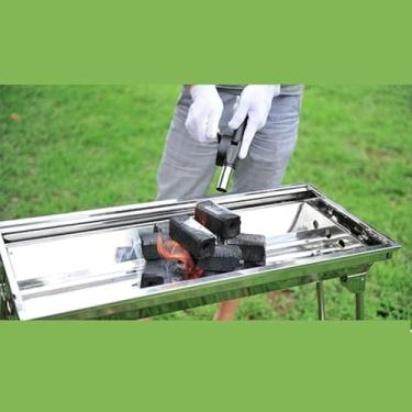 Imagem de Soprador Acendedor Churrasqueira Fogão Lareira Carvão Manual Manivela Ventilador Fogo Rápido Gourmet