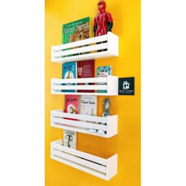 Imagem de 4 Prateleira Nicho Revisteiro Quarto De Criança Estante Infantil De Br