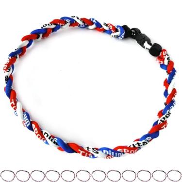 Imagem de Pacote com 12 colares de beisebol de corda de titânio tornado de corda de beisebol, 18", nylon e titânio, Sem Pedra Preciosa