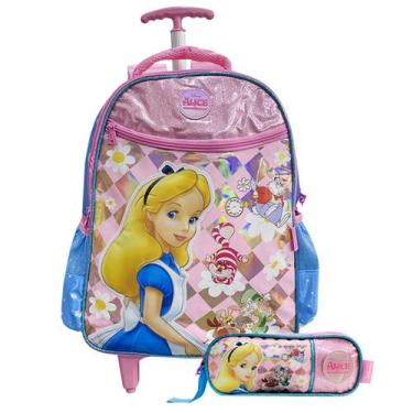 Imagem de Mochila Alice No País Das Maravilhas Escolar De Rodas Com Estojo Dois 