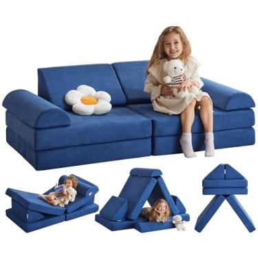Imagem de Erigiak Sofá infantil grande, Miss Fabric Modular Foam Floor Sofa Soft Play Equipment, sofá-cama conversível e casa de brincar