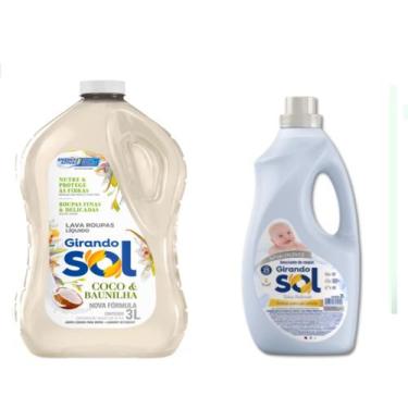 Imagem de Kit Lava Roupas 3 Litros Coco e Baunilha + Amaciante Girando Sol 2 Lt 