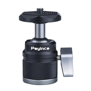 Imagem de POYINCO Mini cabeça esférica com parafuso de 1/10.2 cm, adaptador de montagem de rosca de 3/20.3 cm, cabeça de tripé de alumínio rotativo de 360 graus para DSLR, monopé, telefone, gopro, filmadora